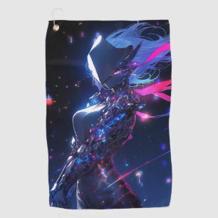 Futuristic Sci-Fi Cyber Warrior Anime Girl Golf Towel