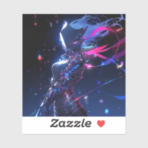 Futuristic Sci-Fi Cyber Warrior Anime Girl Sticker