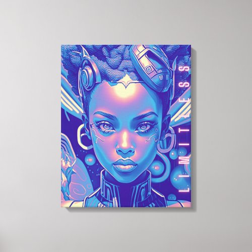 Futuristic Sci Fi Girl Stretched Canvas Print