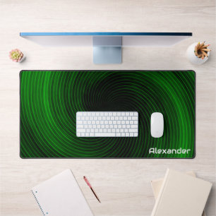 Futuristic Sci Fi Neon Green Swirls Custom Gaming Desk Mat