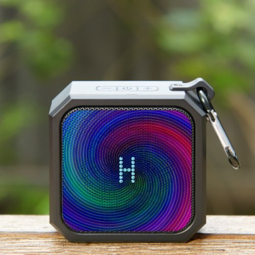 Futuristic Sci Fi Neon Swirls Custom Monogram Bluetooth Speaker