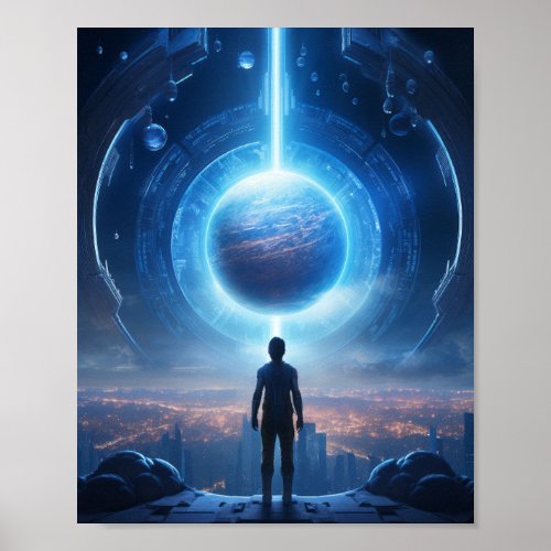 Futuristic Sci_Fi Planets and Spaceships Poster