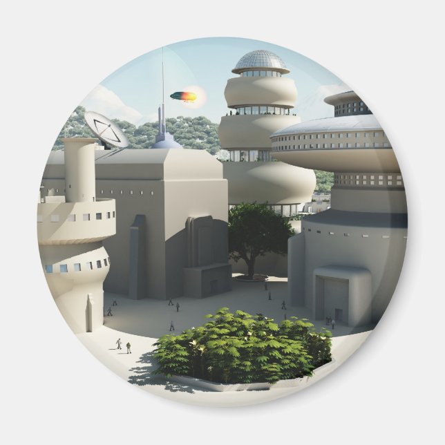 Futuristic Sci-Fi townscape Magnet (Front)