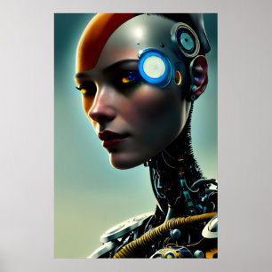 Futuristic Science Fiction Cyborg Lady Wall Art
