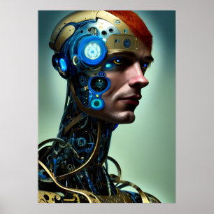 Futuristic Science Fiction Cyborg Man Wall Art