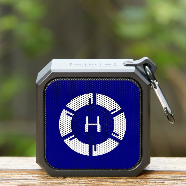 Futuristic SciFi Circle With Custom Monogram Blue Bluetooth Speaker (Insitu(Outdoor))