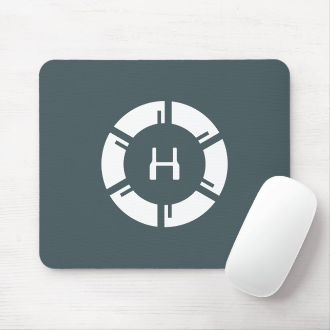 Futuristic SciFi Circle With Custom Monogram Grey Mouse Pad (With Mouse)
