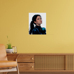Futuristic Scuba Diving Girl Digital Art. Poster