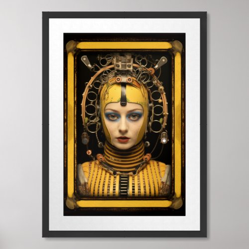 Futuristic Sleek Sci_Fi Android Woman Portrait  Framed Art