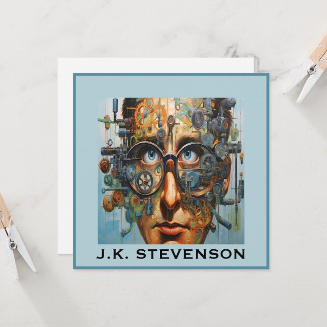 FUTURISTIC Small Sign, Stationery, Invitation (Front/Back In Situ)