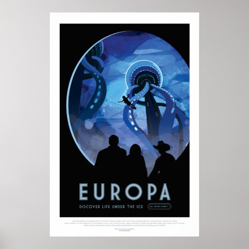 Futuristic Space Poster â Jupiterâs Moon Europa