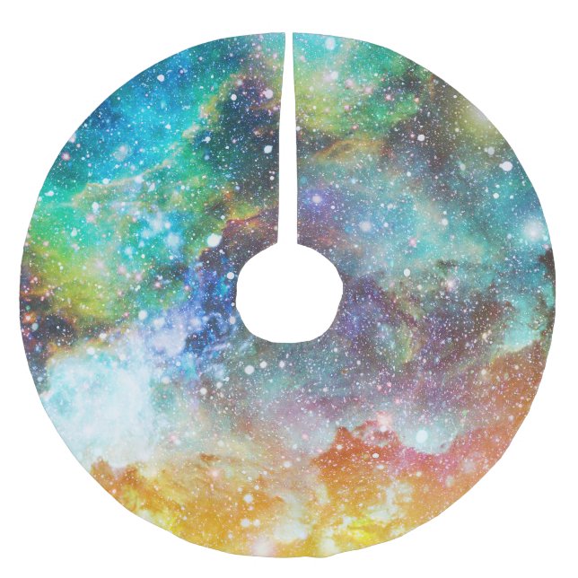 Futuristic space, starry nebula background. brushed polyester tree skirt (Front)