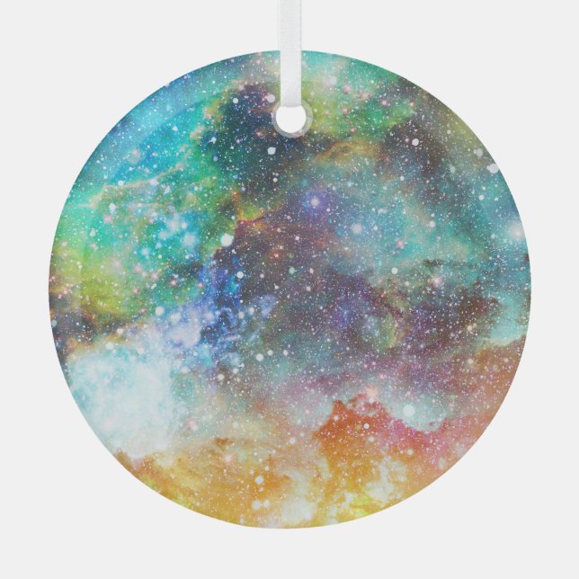 Futuristic space, starry nebula background. glass ornament (Front)