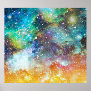 Futuristic space, starry nebula background. poster