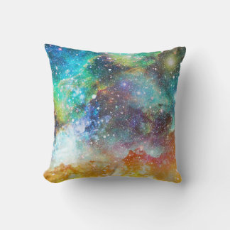 Futuristic space, starry nebula background. throw pillow