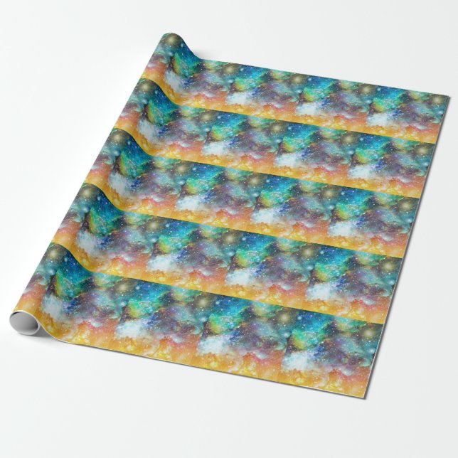 Futuristic space, starry nebula background. wrapping paper (Unrolled)