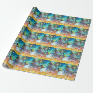 Futuristic space, starry nebula background. wrapping paper