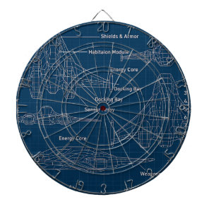 "Futuristic Spacecraft Blueprint Art" Dart Board