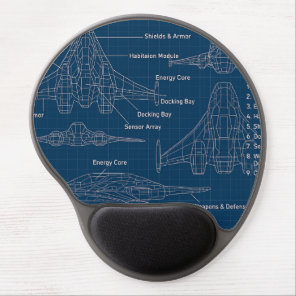 "Futuristic Spacecraft Blueprint Art" Gel Mouse Pad