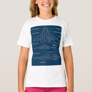 "Futuristic Spacecraft Blueprint Art" T-Shirt