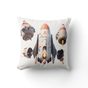 Futuristic Spacecraft Design Detachable Modules Throw Pillow