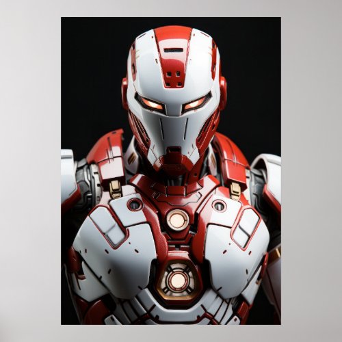 Futuristic Spacesuit Astronaut Poster _ Red and Wh