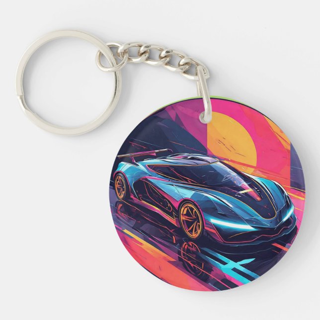 Futuristic Sports Car Keychain (Front)
