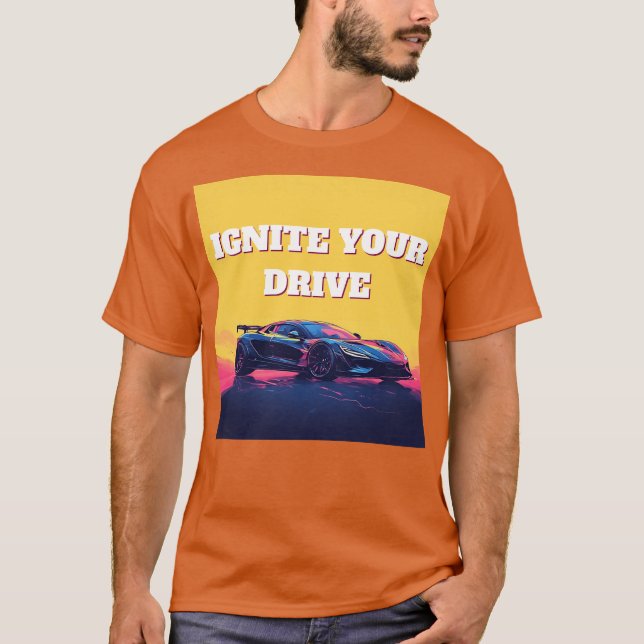 Futuristic Sports Car on Vibrant Artistic Gradient T-Shirt (Front)