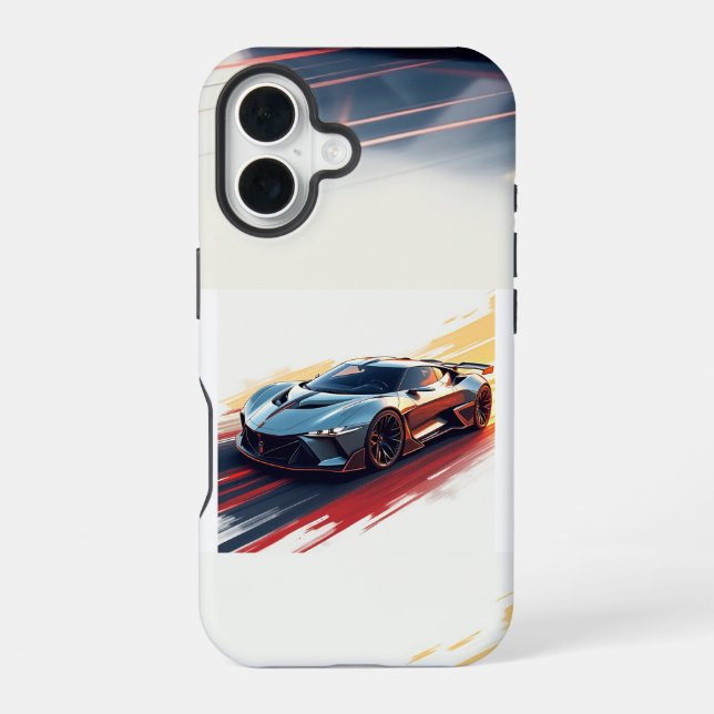 Futuristic Sports Car – Sleek AI-Generated Design  iPhone Case (Back)