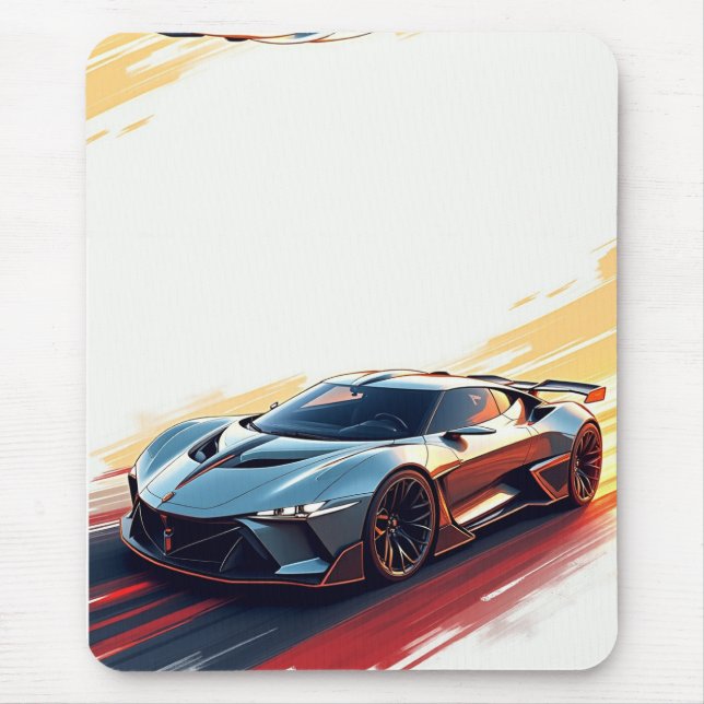 Futuristic Sports Car – Sleek AI-Generated Design  Mouse Pad (Front)
