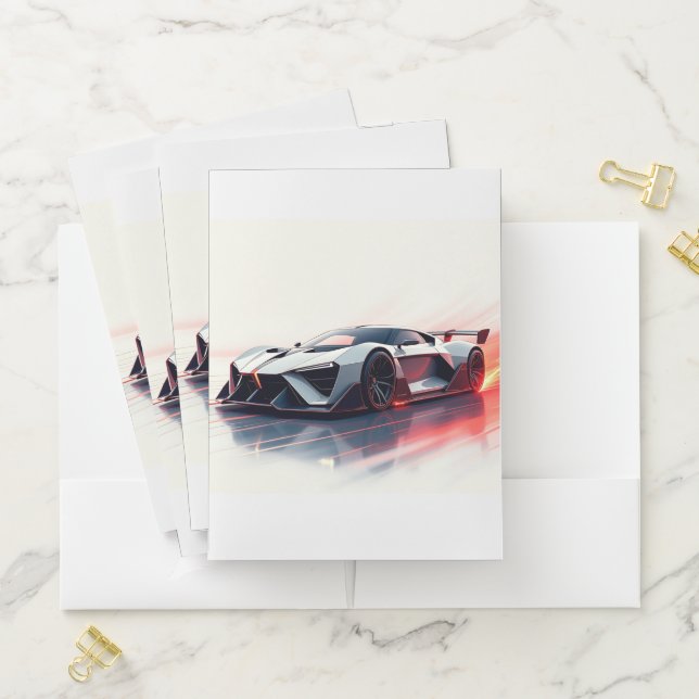 Futuristic Sports Car – Sleek AI-Generated Design  Pocket Folder (In Situ)