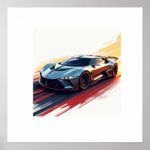 Futuristic Sports Car – Sleek AI-Generated Design Poster