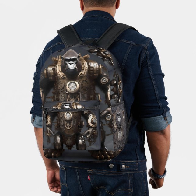 Futuristic Steampunked Gorilla, Printed Backpack (Insitu (Model))