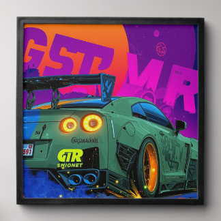 Futuristic Street Racer GTR Art Print Peel And Stick Photo Tile