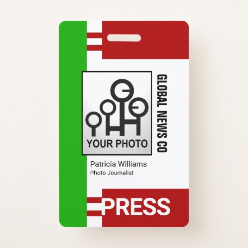 Futuristic Stripe Blocks Press Staff ID Badge