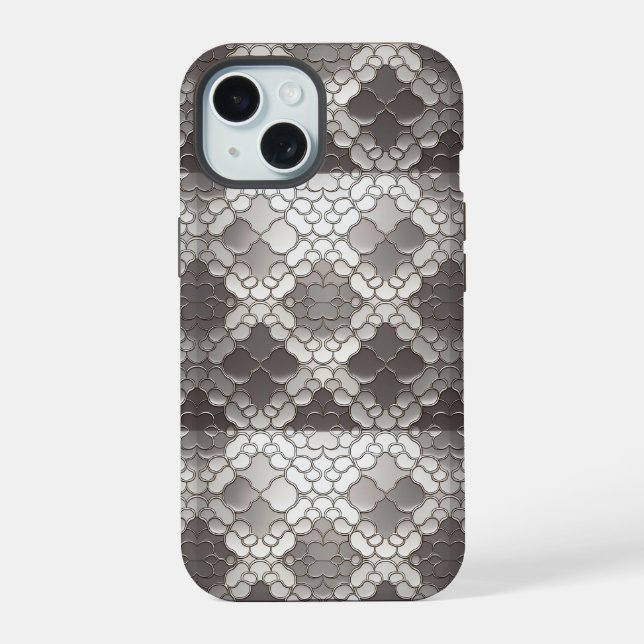 Futuristic Style: Silver Metallic Abstract  Iphone Case (Back)