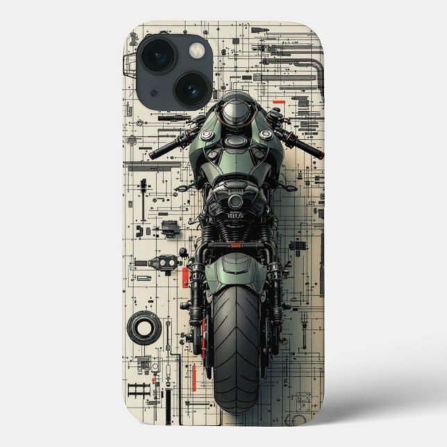 Futuristic Superbike: Tech Blueprint Architectural Case-Mate iPhone Case (Back)