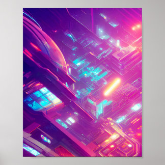 Futuristic technology circuit board poster