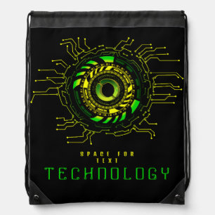 Futuristic Technology Circuit Monogram Letter O Drawstring Bag