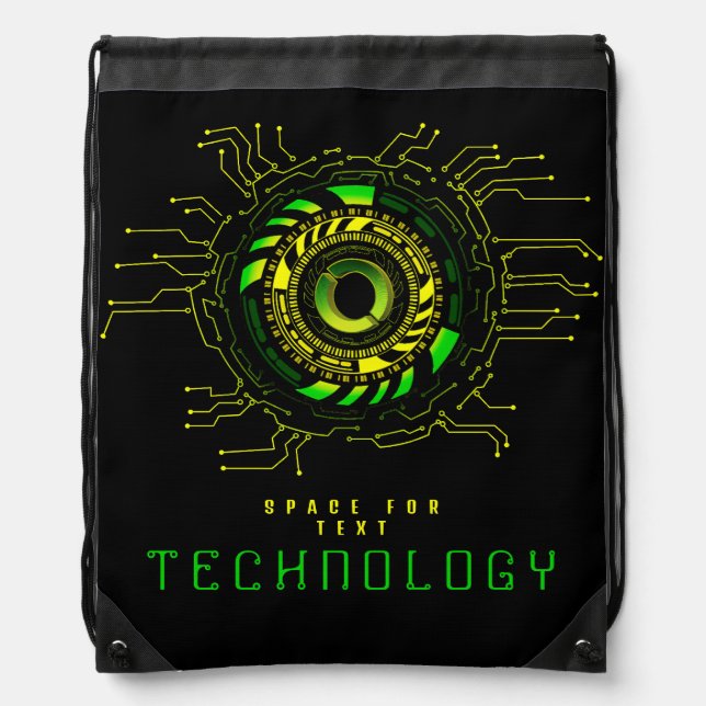 Futuristic Technology Circuit Monogram Letter O Drawstring Bag (Front)