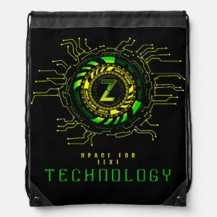 Futuristic Technology Circuit Monogram Letter Z Drawstring Bag