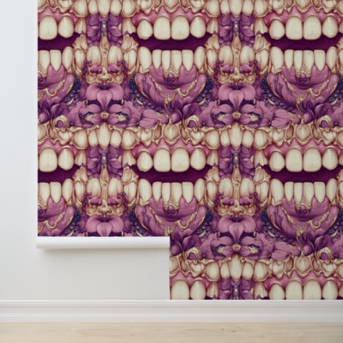 Futuristic Teeth Flower Smile Dental Clinic Decor Wallpaper