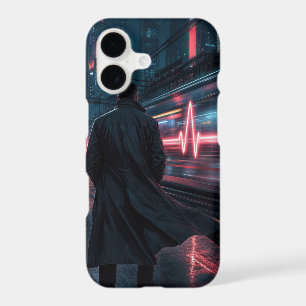 Futuristic Train with Neon Heartbeat Sign iPhone 17 Case
