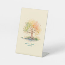 futuristic tree pedestal sign