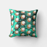 Futuristic Turquoise &amp; Orange Crescents Cushion