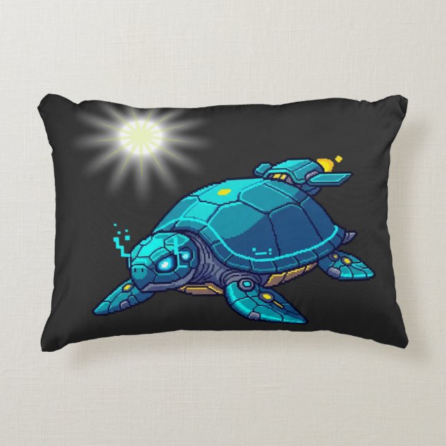 Futuristic Turtle Accent Pillow (Front)