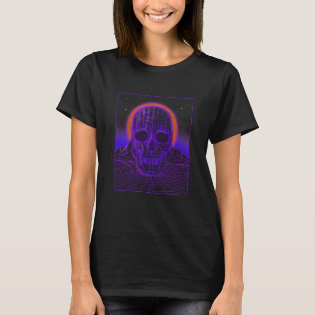 Futuristic Vaporwave Aesthetic Skull Retro Synthwa T-Shirt (Front)