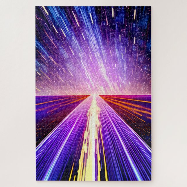 Futuristic Vibrant Galactic Highway into Universe Jigsaw Puzzle (Vertical)
