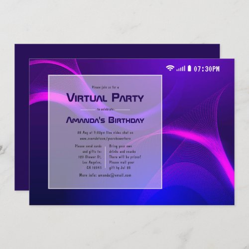 Futuristic Virtual Birthday Party Invitation