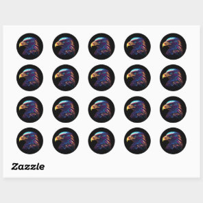 Futuristic Vivid Radiant Eagle Artistic Classic Round Sticker